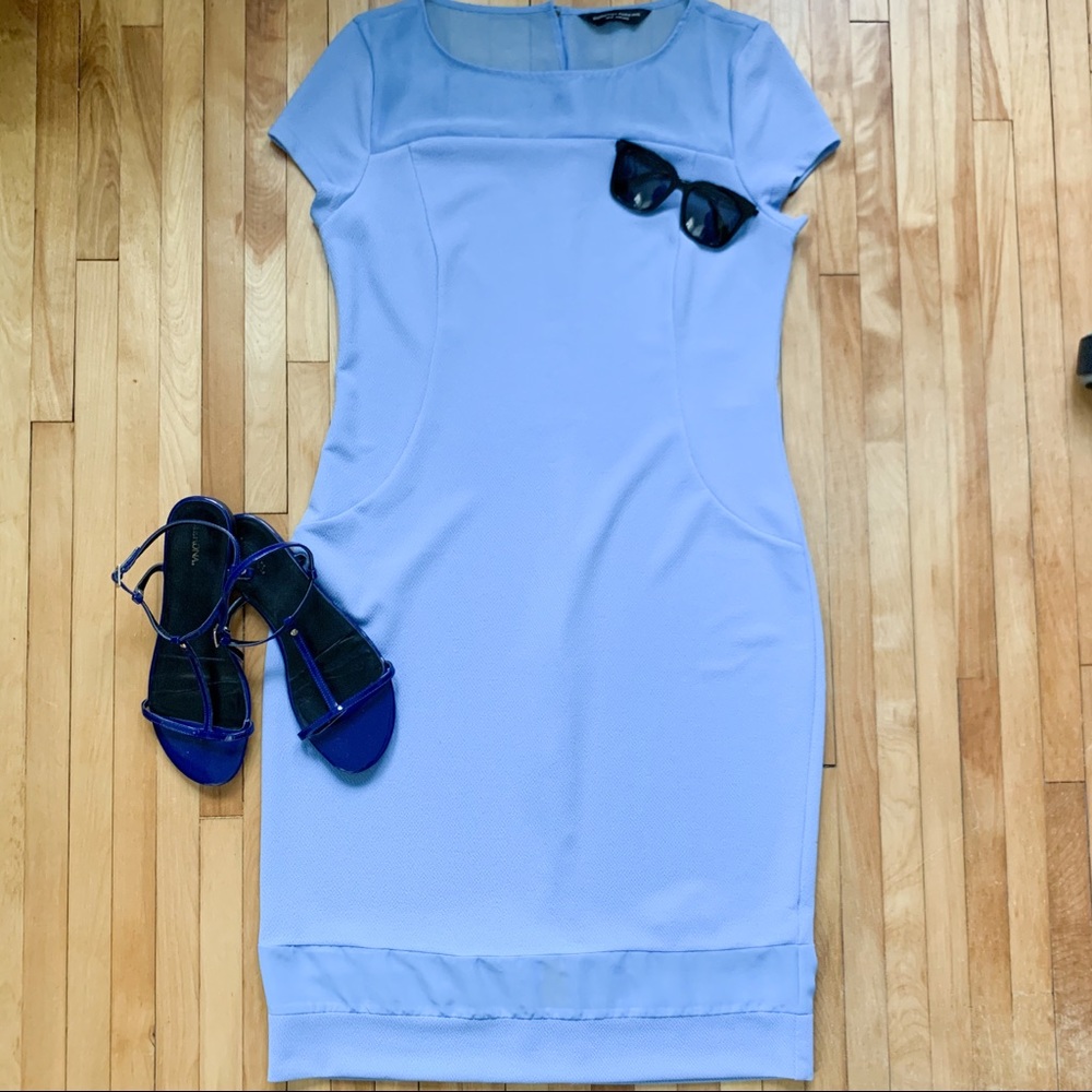 Dorothy Perkins Blue Sheer Panel Pencil Dress - 12